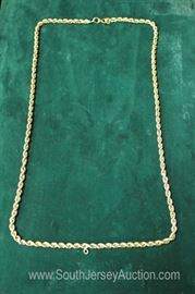  14 Karat Yellow Gold 24" Rope Twist Necklace 