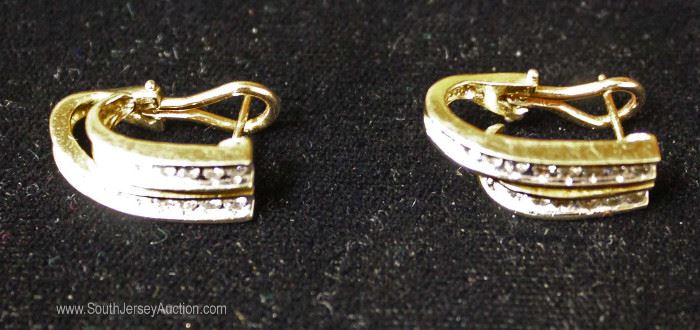  14 Karat Gold and Diamond Lever Back Earrings 
