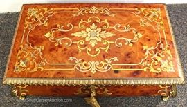 BEAUTIFUL Elaborate Inlaid French Music Box Jewelry Box with Key in Working Condition Made in Italy Sorrento Specialty Limited with Saint Croix Switzerland Music Player
Located Inside – Auction Estimate $200-$400
