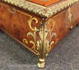 BEAUTIFUL Elaborate Inlaid French Music Box Jewelry Box with Key in Working Condition Made in Italy Sorrento Specialty Limited with Saint Croix Switzerland Music Player
Located Inside – Auction Estimate $200-$400
