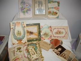 Misc. paper -  war ration stamps, photos, valentines, cards, etc.