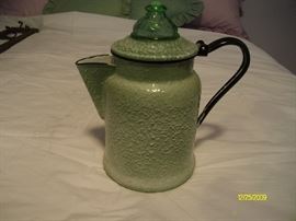 Light green  enamelware coffee pot