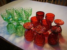 8 each of red and green goblets.  