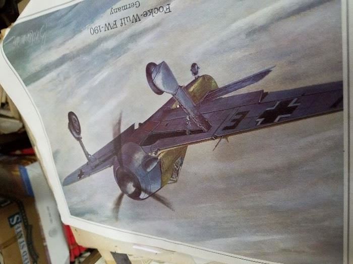 Many vintage airplane prints, Lockheed etc.