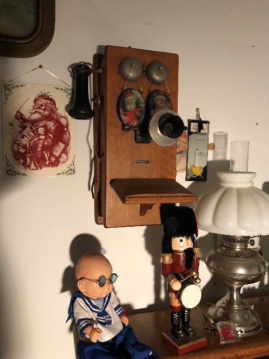 Doll , Lamp , Antique Telephone 