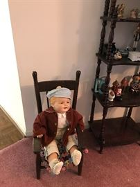 Antique Baby doll and Antique child’s chair