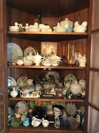 Milk glass items , chicken on nestcollection, China and another items 