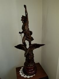 Antique French Bronzed Spelter Statues Pair