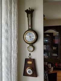 Vintage Thermometer/Barometer (top), Purolator Barometer (bottom)