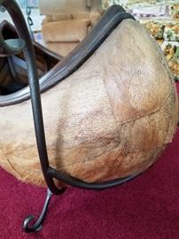 Real Bark Canoe, preened Iron foot, glass top