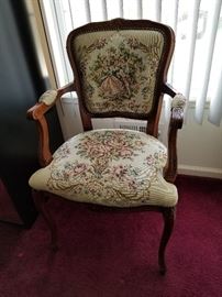 Gorgeous Louis XV style Carved Walnut Needlepoint Tapestry Sitting room chair