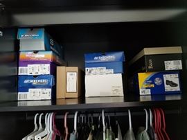Womens sandals, sneakers in boxes