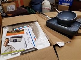 Wolfgang Puck Multi Cooker, boxed unused, Thermolon Green Cookware set, boxed unused