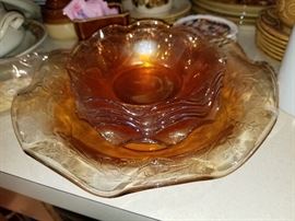 Carnival glass Salad set
