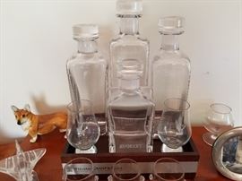 William Grant & Sons...Scotch Whiskey glass decanters/glasses Advertising Presentation set....Sterling Silver Concord picture frame, Crystal Concord plane 