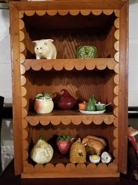 Fabulous English cottage display, wall or floor....collectible English porcelain condiments