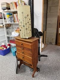 Abalone Disk MCM Lamp atop unusual wood draws