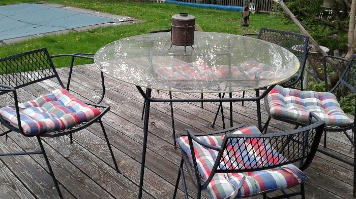 Metal and glass patio furniture