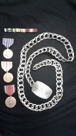Military Medals and Handcrafted Industrial Metal Belt
