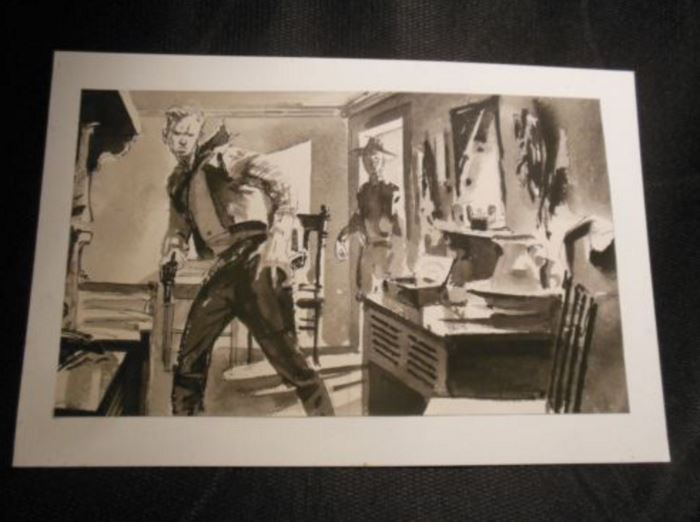 3.	Original Unsigned Western Themed Paint/Ink Drawing
