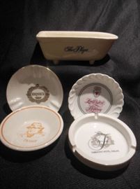 9.	Set of Five Ceramic Hotel Dishes and Ashtrays
