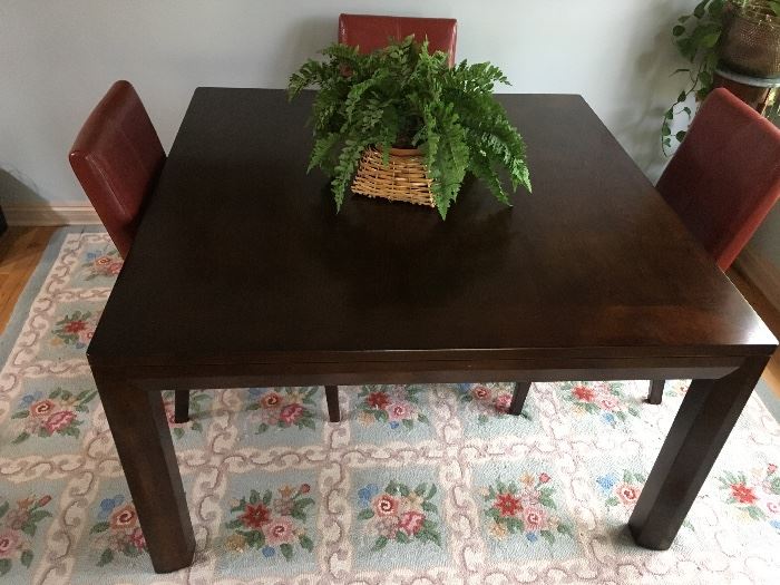 Table and 4 Leather Chairs