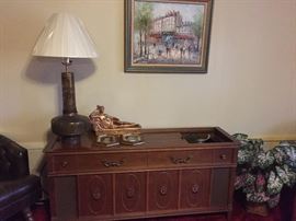 MCM Style Lamp, Gold Figurine/Statue, Faux Plant