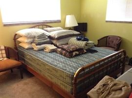 Queen size (Headboard, Footboard, Frame, Simmons Beauty Rest Mattress), Bed Linens