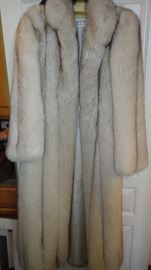 Silver Fox Fur Coat, full length 