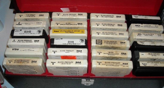 Oldies but goodies!  We have a lot of the old 8 track tapes.  Just look at this case filled with Elvis!  He's in the building!