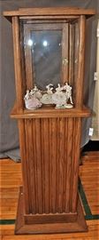 Vintage Oak Columnar Store Display Case
