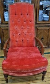Midcentury Tufted Red Velvet Chair By Broyhill