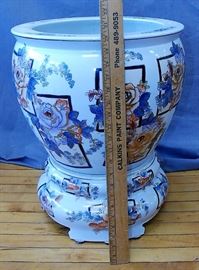 Large Oriental Porcelain Garden Urn on Stand