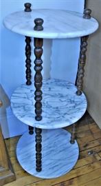 Vintage 3 Tiered Marble Plant Stand