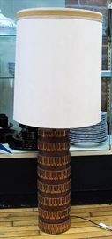 Midcentury Modern Bronze Ceramic Cylindrical Lamp