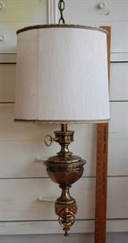 Vintage 1960s Brass Swag Lamp 
