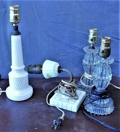 3 Vintage Glass Lamps and a Sconce