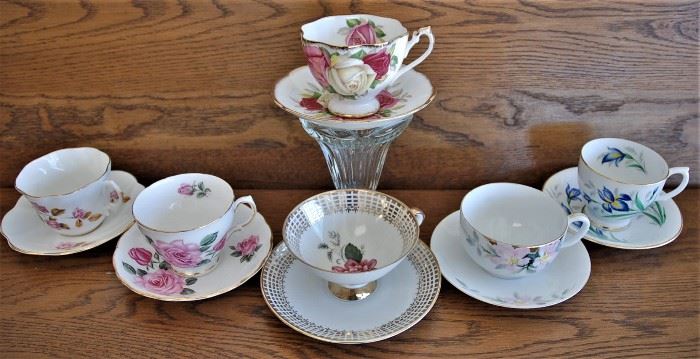 6 Vintage Floral Collector's Cups & Saucers