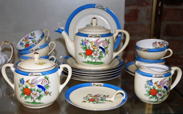 Vintage Noritake Porcelain Bird and Flower Tea Set