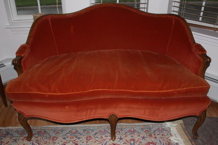 Love Seat w/ custom down-filled cushion, 50.5”L x 33”H x 30”D