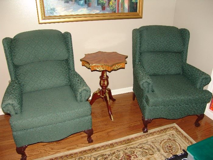 Pair wing chairs