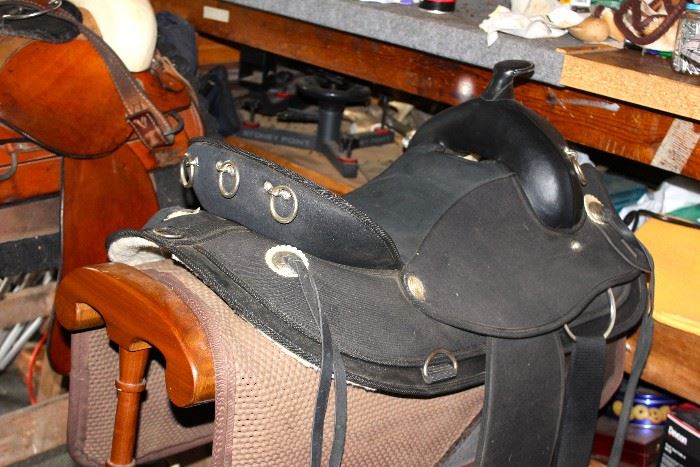 Newer black leather saddle