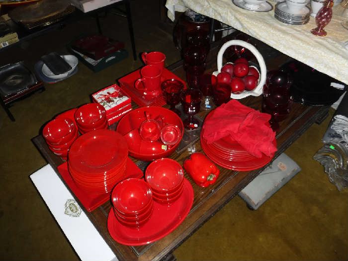Red modern dish set sold individually