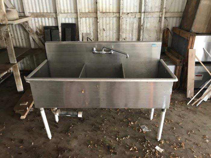 3 Pan Commercial Sink - located off site; we have two
