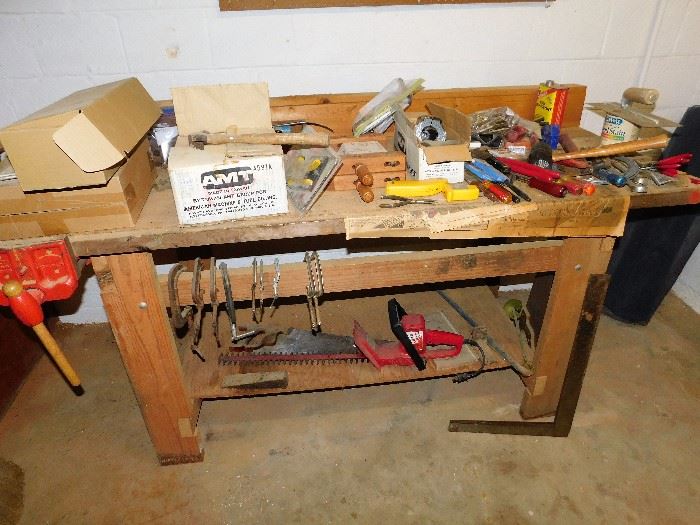 Workbench and tools in the basement