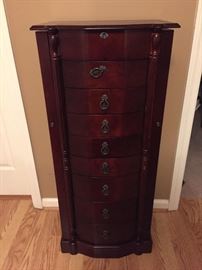 Standing upright jewelry armoire, excellent condition