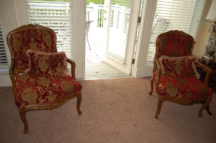 Pair Nice King Louis XIV Style Arm Chairs