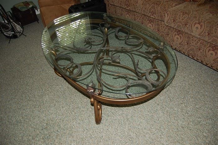 Glass Top / Wrought Iron Coffee Table
