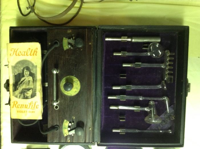 Health RenuLife 1920's ultraviolet, hand blown glass attachments this machine was supposed to cure all ailments 