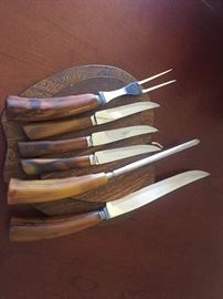 Knife set with wood handles